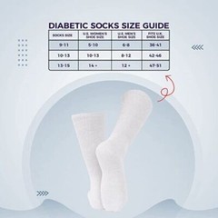 3 6 12 Pairs White Health Circulatory Cotton Crew Diabetic Sock 9-11,10-13,13-15