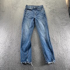 American Eagle Outfitters Jeans Womens 000 Blue Cotton Denim Straight High-Rise
