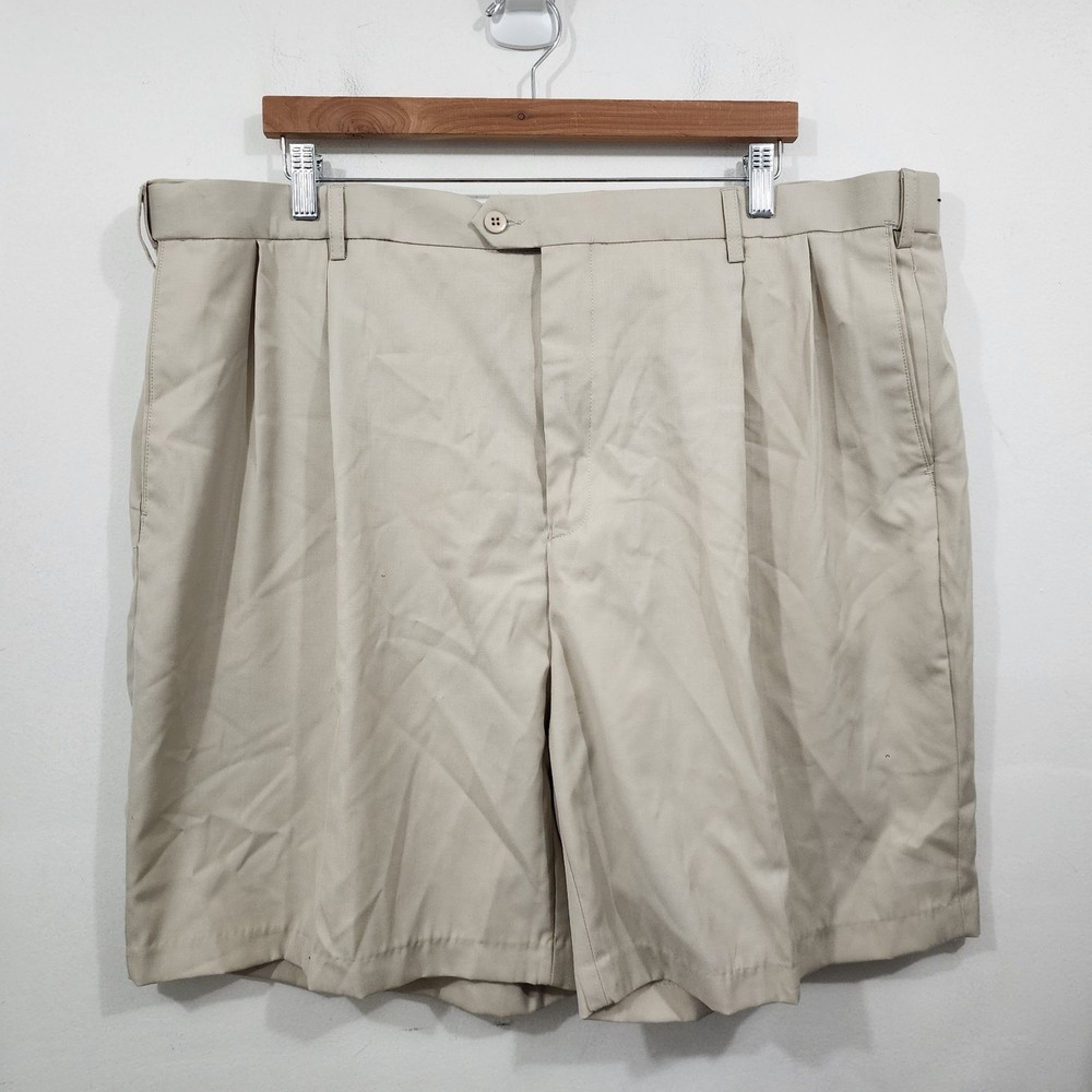 Bocaccio Golf Shorts Khaki Beige Lightweight Pleated Golf PolyRayon Mens W46