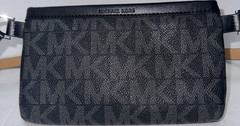 Michael Kors Black Logo Shoulder Bag Pebbled Silver Hardware Designer