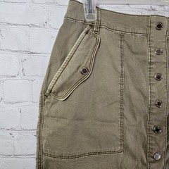 White House Black Market Mini Skirt 10 Green Khaki Button Up Utility Military