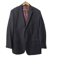 Perry Ellis Premium Slim Fit Charcoal Wool Blend Blazer Double-Vented 44R/38W