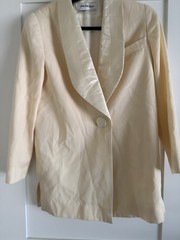 Saks Fifth Avenue Women’s Ivory Long Blazer Jacket 6 Shawl Collar 1-Button Lined