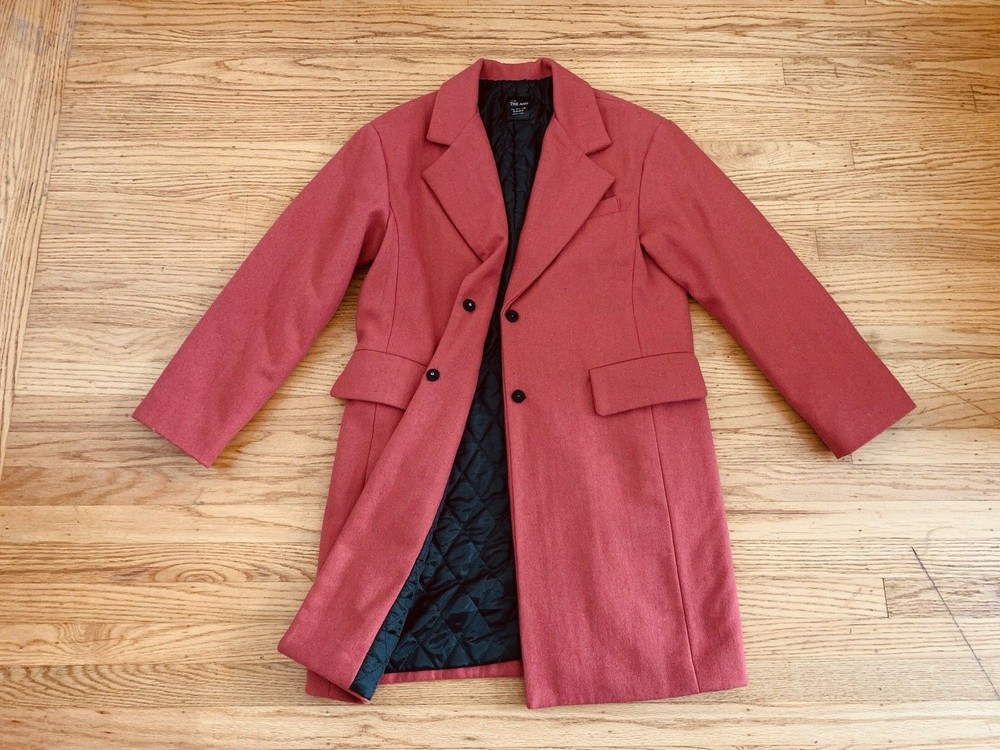 New THE AHN Womens sz L Made in Korea light red wool blend Coat