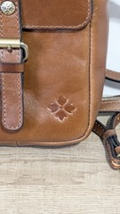 Patricia Nash Zeva Leather Crossbody Wallet Cognac Caramel Hard Case Saddle Bag