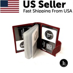 CREDIT CARD PICTURE HOLDER 40 PAGES WITH SNAP NEW WINE GENUINE LEATHER