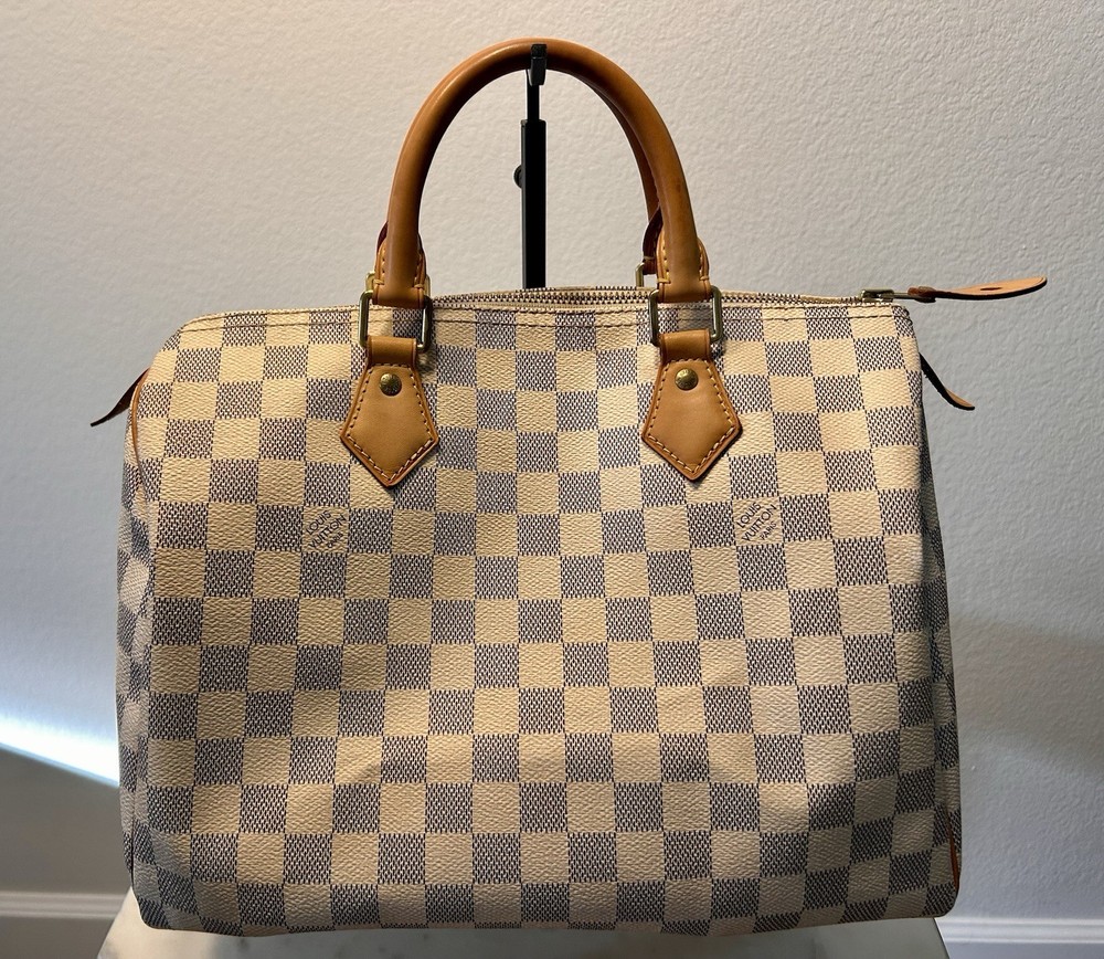 Louis Vuitton Damier Azur Checkered Zip-Top Speedy 35 Made in France