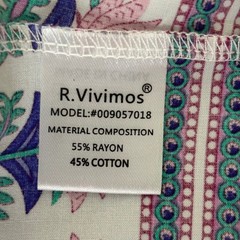 R.Vivimos Women Purple Floral Boho Chic Midi Dress Tassel Tie S Colorful Resort