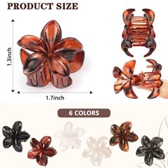 6 PCS Small Flower Hair Clips 1.57 Inch Hawaiian Claw Amber Decorative Women