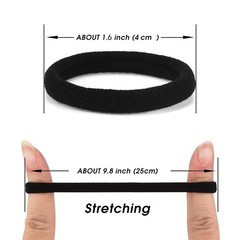iFwevs 50PCS Black Hair Ties,Cotton Seamless Ponytail Holders,No Damage Elastics