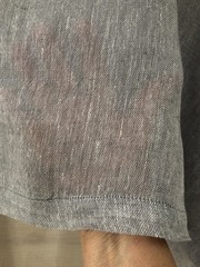 Eileen Fisher 100% Lightweight Organic Linen Pullover Tie Bluish Gray S/M EUC
