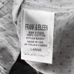 Frank & Eileen Barry Shirt Women’s Large Button-Up Gray Polka Dot 100% Cotton