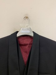 Vintage pure wool classic Tuxedo night black shawl lapel 3 piece suit 42R