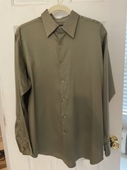 Murano Satiny Olive Mens Dress Shirt – Stretch – Size L