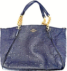 Coach Purse Black ***UNIQUE*** W Gold Chain Link Straps Embroidered “C” Design.
