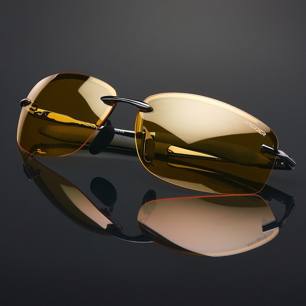 Polarized Driving Sunglasses Men Rimless Metal Frame UV400 Aviator Pilot Vintage