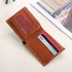 Men’s US 100 Dollar Bill Leather Bifold Card Photo Holder Wallet Handbag Purse