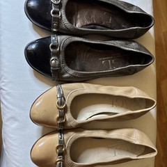 Lot of 2 pairs AGL Women’s Leather Ballet Flats Toe Buckle sizes 8.5 and 9