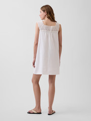 GAP- Linen-Blend Crochet Yoke Mini Dress