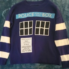 Doctor Who Junior’s Blue TARDIS Sweater XS We love fine for fans by fans