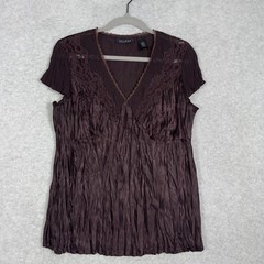 Axcess Womens Crinkle Lace Trim Top Size