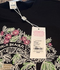NWT Lilly Pulitzer Ballad Embroidered Sweatshirt LRG/XL in Palm Beach Toile Noir