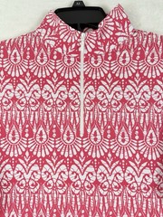 IBKUL Womens Long Sleeve Top Medium 1/4 Zip Mock Neck Pink Barbara Golf