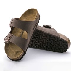 Birkenstock Arizona Birkibuc Leather Soft Footbed Unisex Clog Mocha Casual Shoes