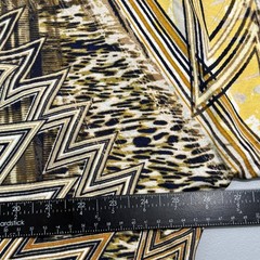Chicos Women Brown Geometric Abstract Print 3/4 Sleeve Blouse Top Size 2 Large