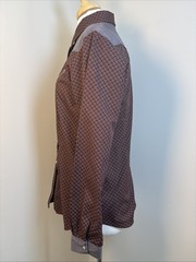 Roper Western Pearl Snap Shirt W/M Geometric Chocolate Brown Rodeo Rockabilly