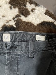 GAP Men’s Gray Twill Cotton Chino Pants Straight Fit Flat Front 32W Pockets