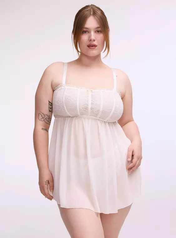 NWT! TORRID Dreamy Plus Size Babydoll + Panty Cloud White 4XL 46C 4