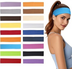 18PCS Sports Headbands Women Men Non Slip Sweatband Yoga Running Gym Band