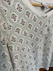 Hannah Anderson Women’s Organic Cotton Pajama Set Long Sleeve Medium Cream Green