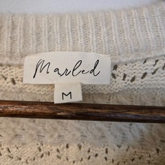 Women’s Textured Knit Ivory Cardigan Med Button Front Crochet Granny Cottagecore