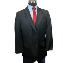 43R Petrocelli Italian Wool Suit Jacket Sport Coat Blazer Black Pinstripe 100% w