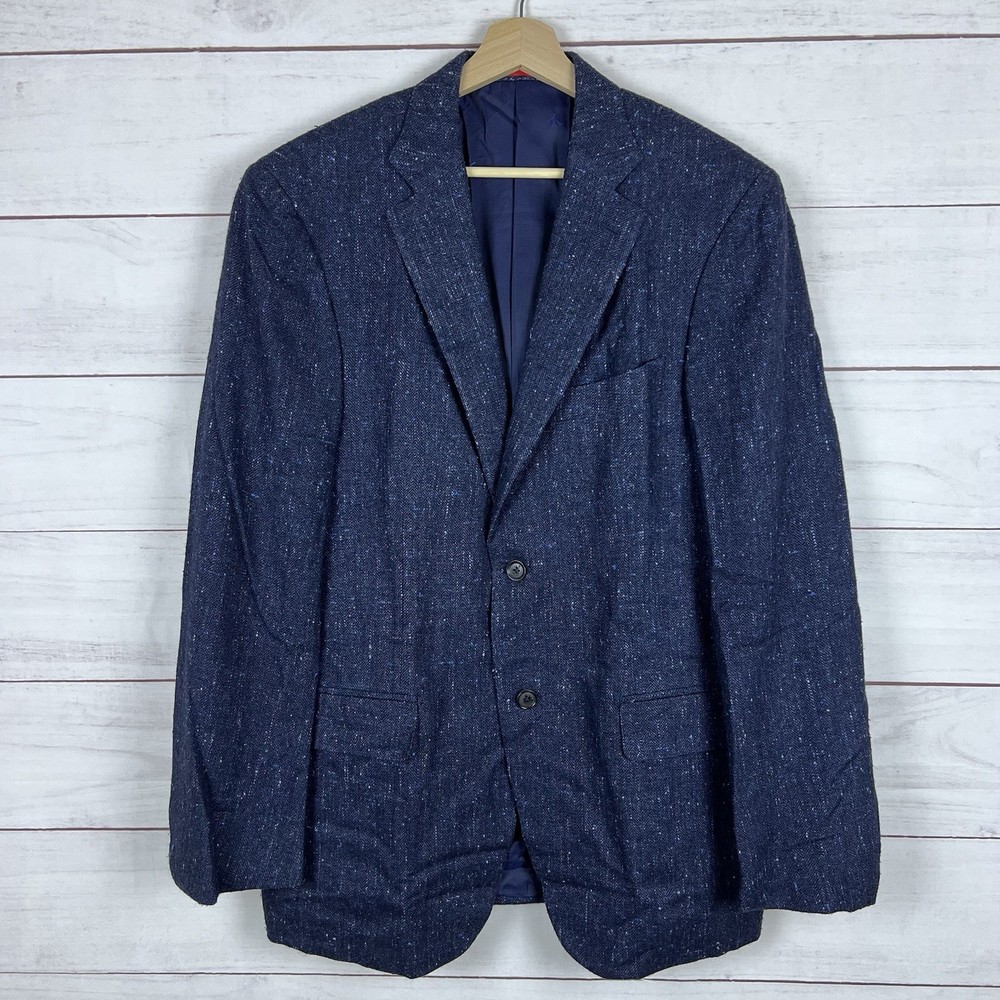 Isaia Napoli Nuova Base S Navy Silk Wool Cashmere Mens Blazer Jacket EU52 US42