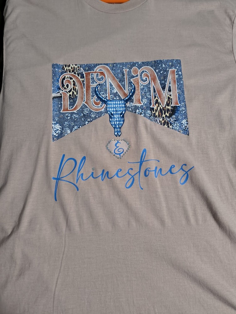 Denim and Rhinestone Hanade Tshirt