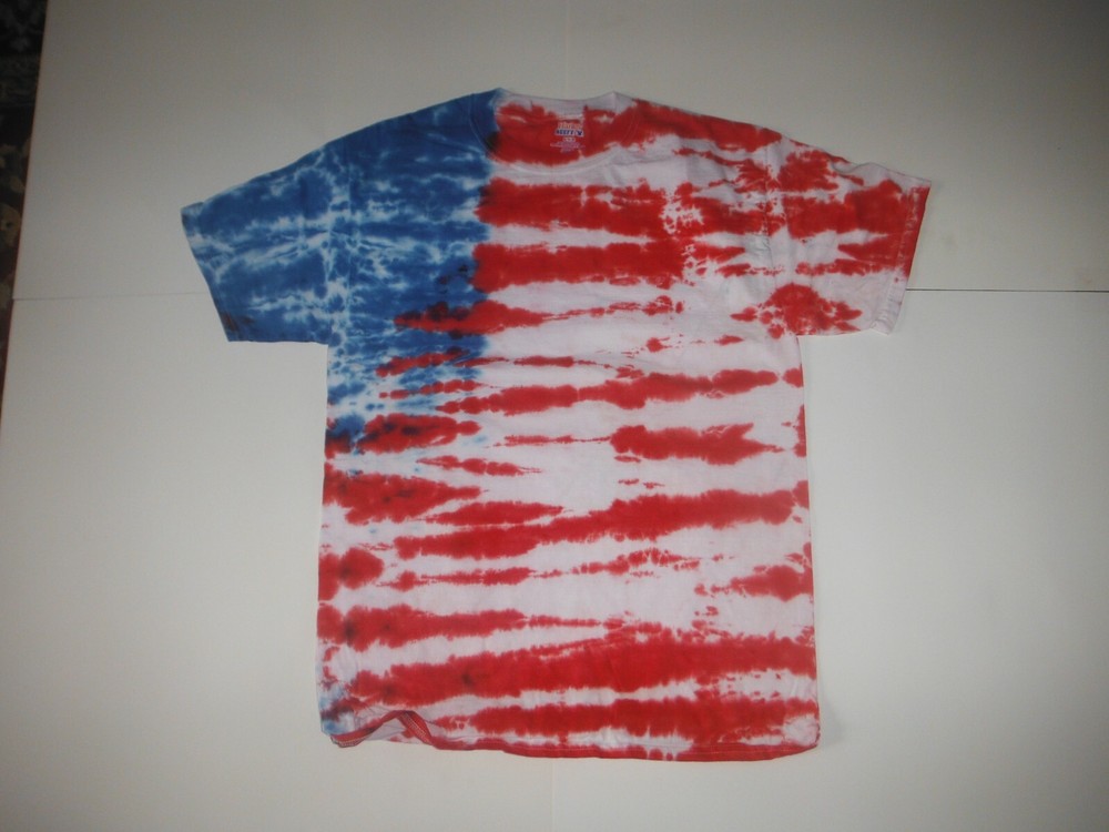 Haynes beefy-T tie dye usa red white and blue flag usa