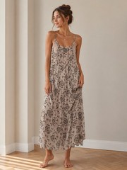 Elena Baldi Silk Blend Maxi Dress M Pink Floral Boho Italy Sleeveless NWT