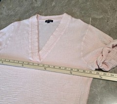 Dear John Jailee Gauze Top S Fondant Pink Textured Cotton V-Neck Rolled Sleeve