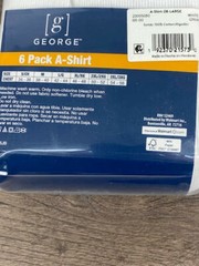 NEW! George Tag Free Comfort A-Shirt Men’s, 2XL WHITE, 6-Pack,