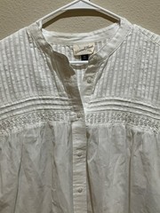 Universal Thread Boho Peasant Cottagecore Blouse XXL Cotton White Pintuck Top