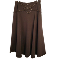 Ice Western Maxi Skirt Size 10 Chocolate Brown Full Lined Rhinestone Rodeo Boho
