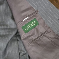 Lauren Ralph Lauren Gray Pinstripe Wool 2-Piece Suit 42 Short 36W 2-Button