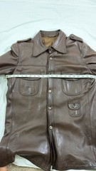 Vintage Brown Real Leather Military Shirt JacketEpaulettes Multi Pocket