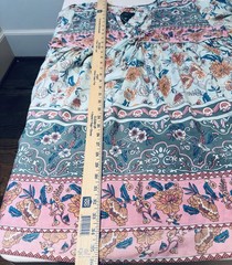 R.Vivimos Women Size XL Long Sleeve Green Pink Floral V Neck Boho Dress NWT
