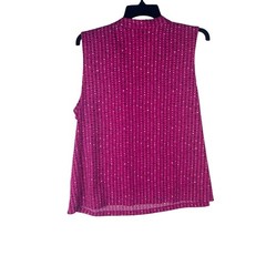 Liz Claiborne Womens PXXL Pink Polka Dot Sleeveless Tie Neck Blouse NWT