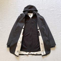 Men’s House Hause of Howe Black & Blue Striped Hoodie Blazer Jacket Size 40