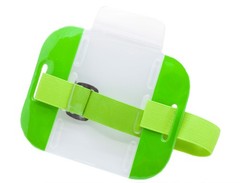 High Quality Reflective Arm Band Photo ID Badge Holder Vertical w/ Elastic Band